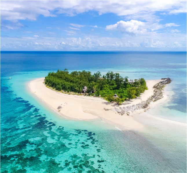 Beautiful beach on Tanzania's coastline with crystal clear water.